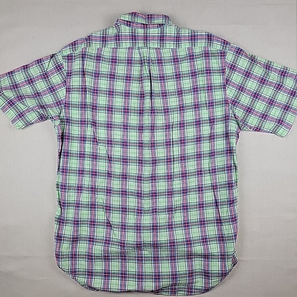 Ralph Lauren Blake Fit Plaid Shirt Mens L Green Multicolor Short Sleeve Button - Picture 9 of 10